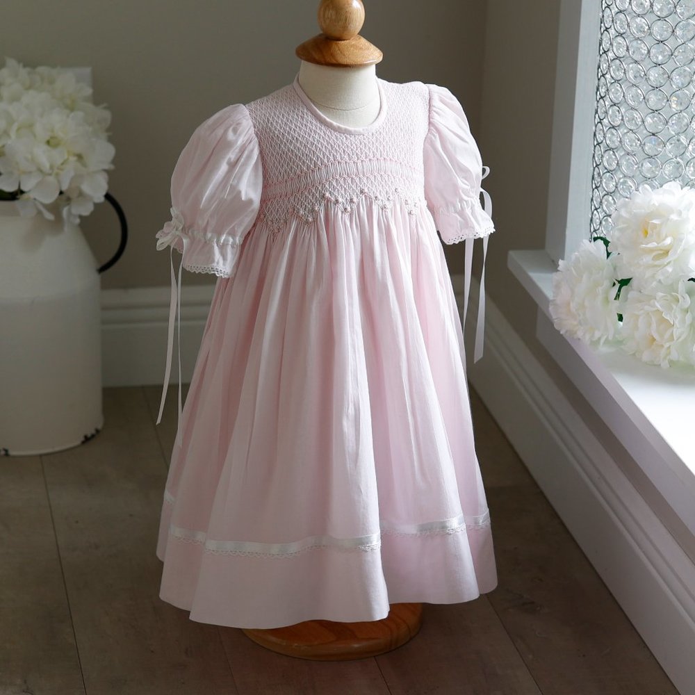 Pink Smocked Heirloom Dress Strasburg 12 Months RARE FIND Portrait Party